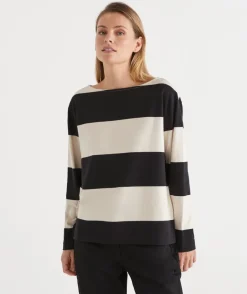 Bold Stripe Long Sleeve Top - Black/Natural