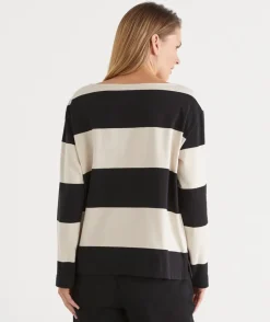 Bold Stripe Long Sleeve Top - Black/Natural