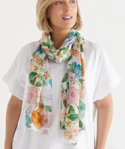Bright Botanical Scarf - White