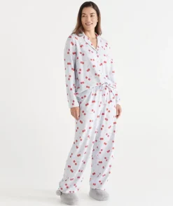 Brushed Cherry Print Novelty Pyjama Set