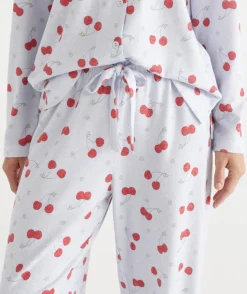 Brushed Cherry Print Novelty Pyjama Set