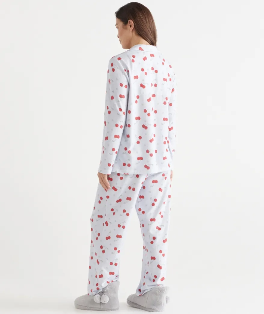 Brushed Cherry Print Novelty Pyjama Set