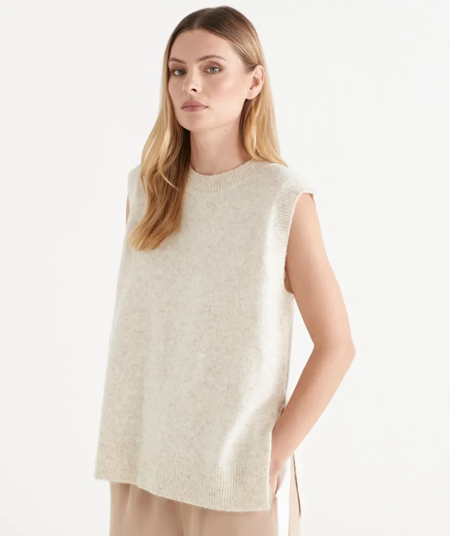 Brushed Knit Crew Neck Vest