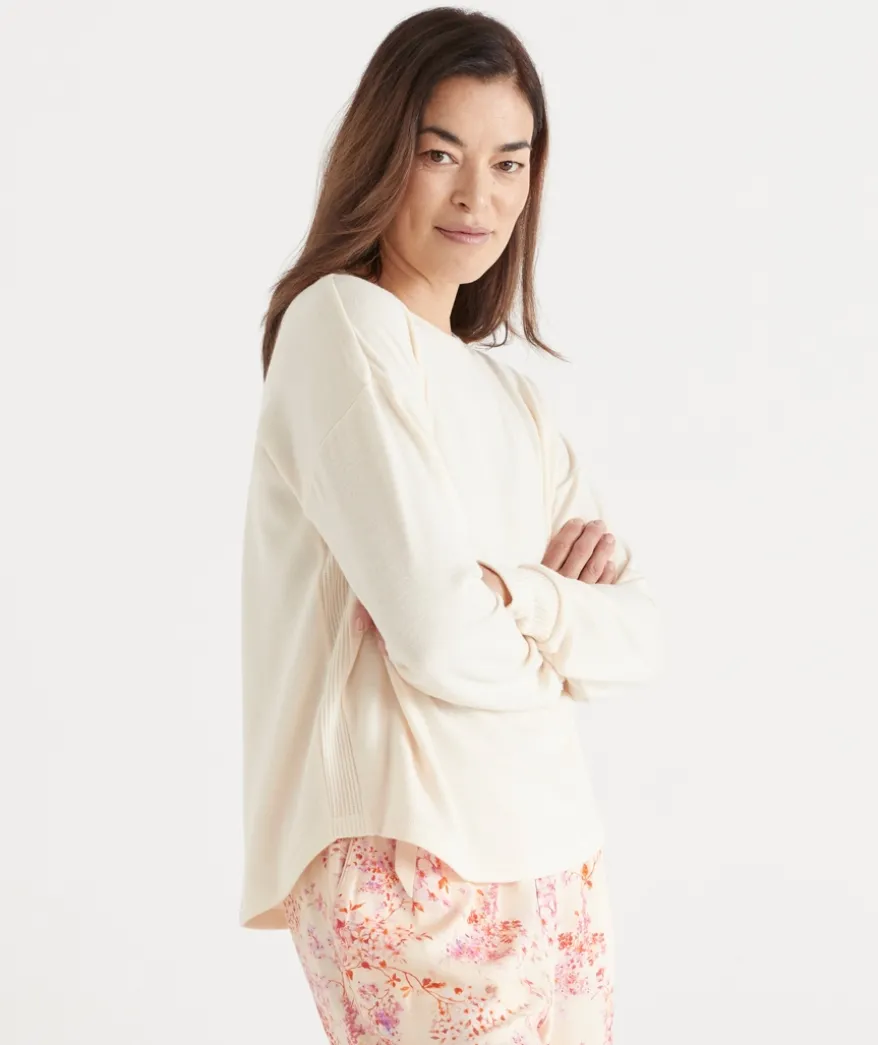 Brushed Long Sleeve Pyjama Top - Butter