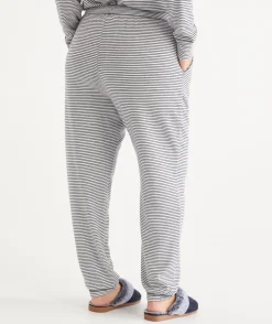 Brushed Stripe Tapered Pyjama Pant - Navy