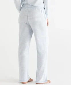 Brushed Wide Leg Stripe Pyjama Pant - Blue