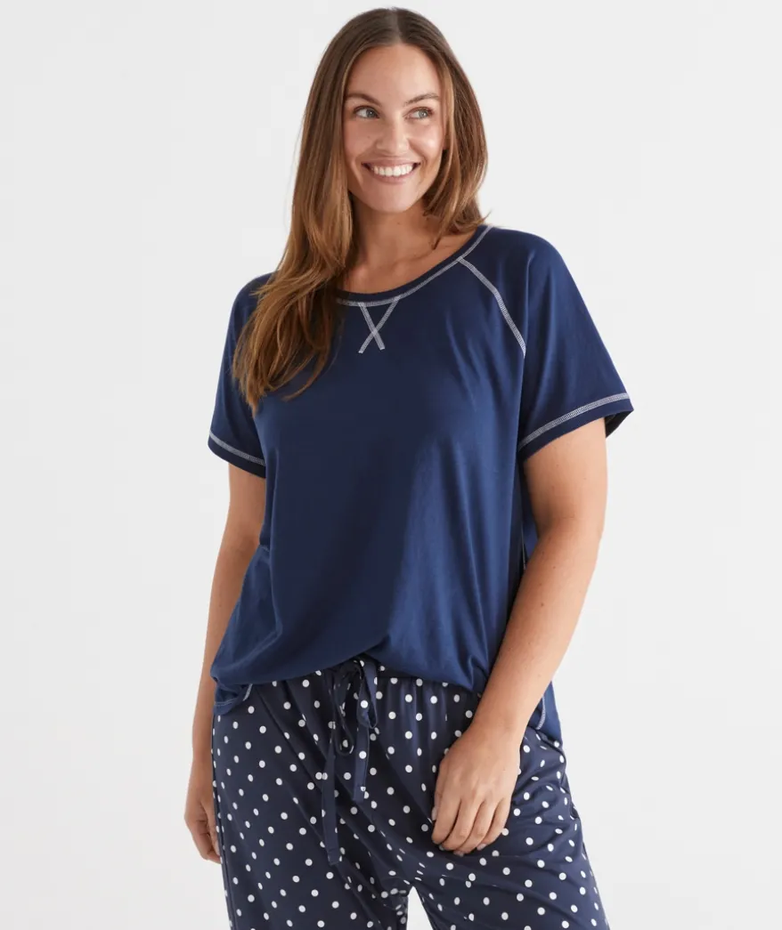Contrast Short Sleeve Pyjama Top