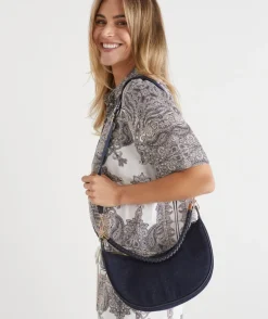 Denim Wash Crescent Bag