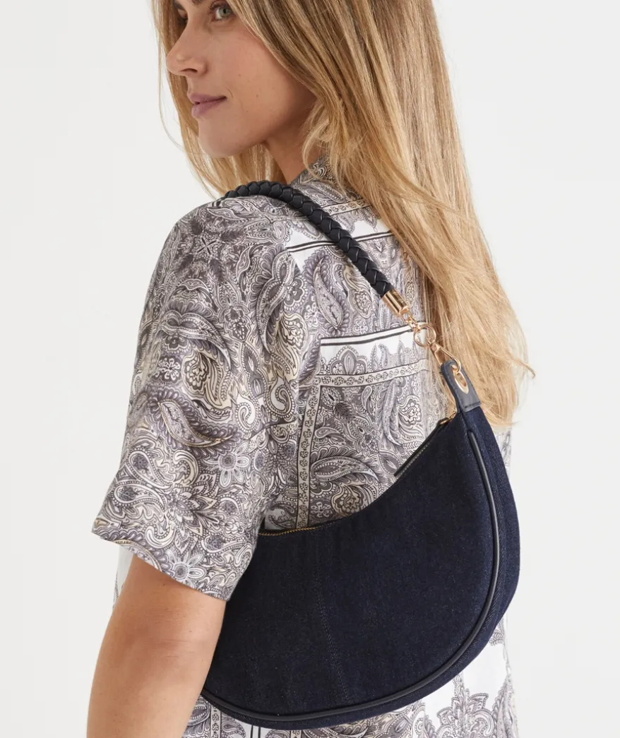 Denim Wash Crescent Bag