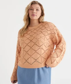 Diamond Knit Jumper - Melon