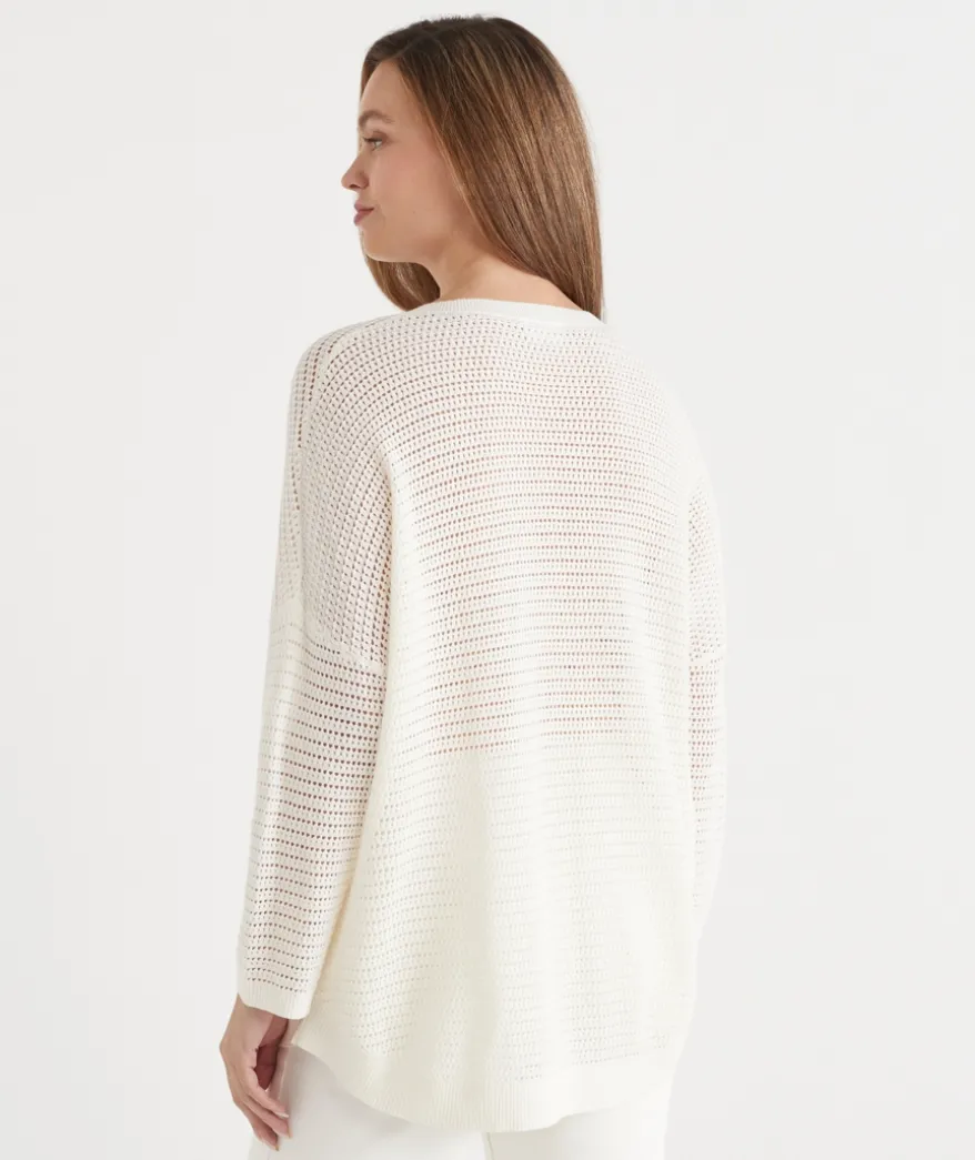 Extended Shoulder V Neck Knit Jumper