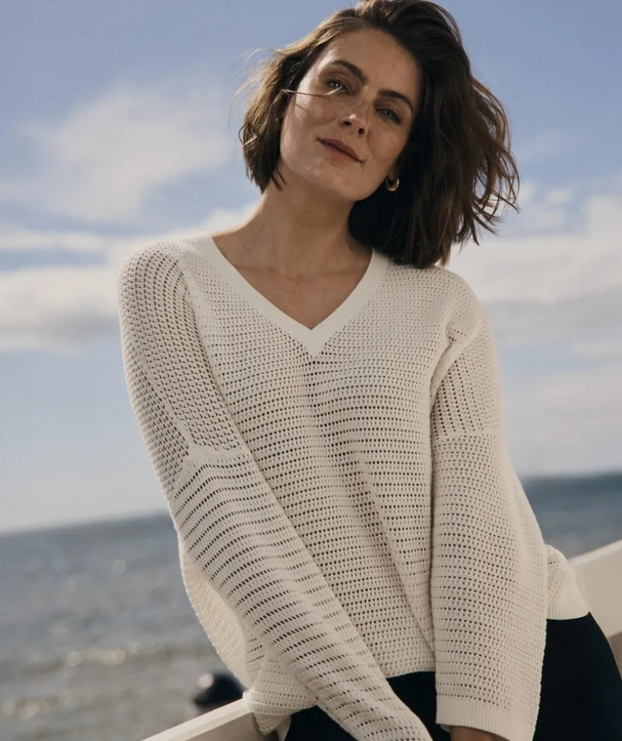 Extended Shoulder V Neck Knit Jumper
