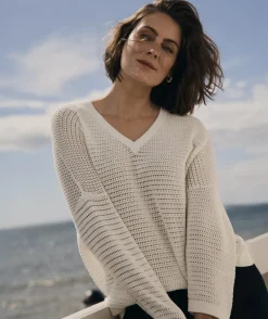 Extended Shoulder V Neck Knit Jumper