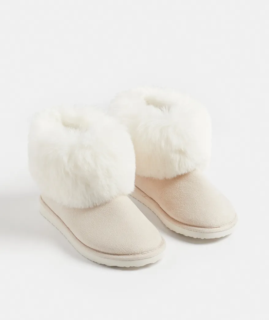 Faux Fur Trim Slipper Boots