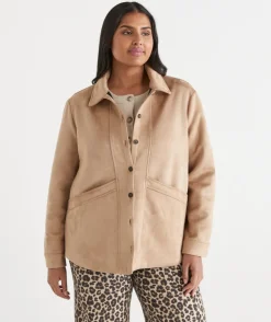 Faux Suede Longline Jacket