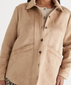 Faux Suede Longline Jacket