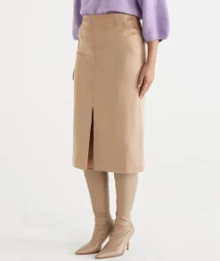 Faux Suede Midi Skirt