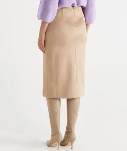 Faux Suede Midi Skirt