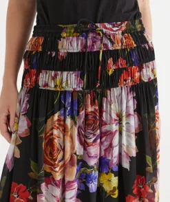 Floral Bloom Gathered Midi Skirt