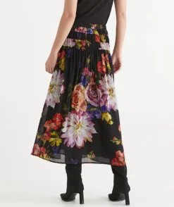 Floral Bloom Gathered Midi Skirt