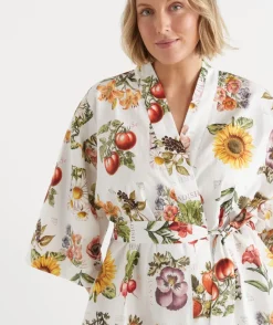Floral Garden Stamp Print Robe