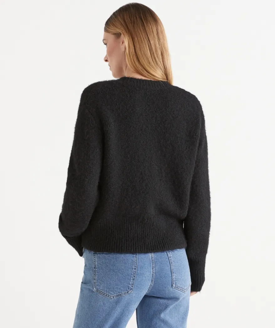 Fluffy Knit Crew Cardigan