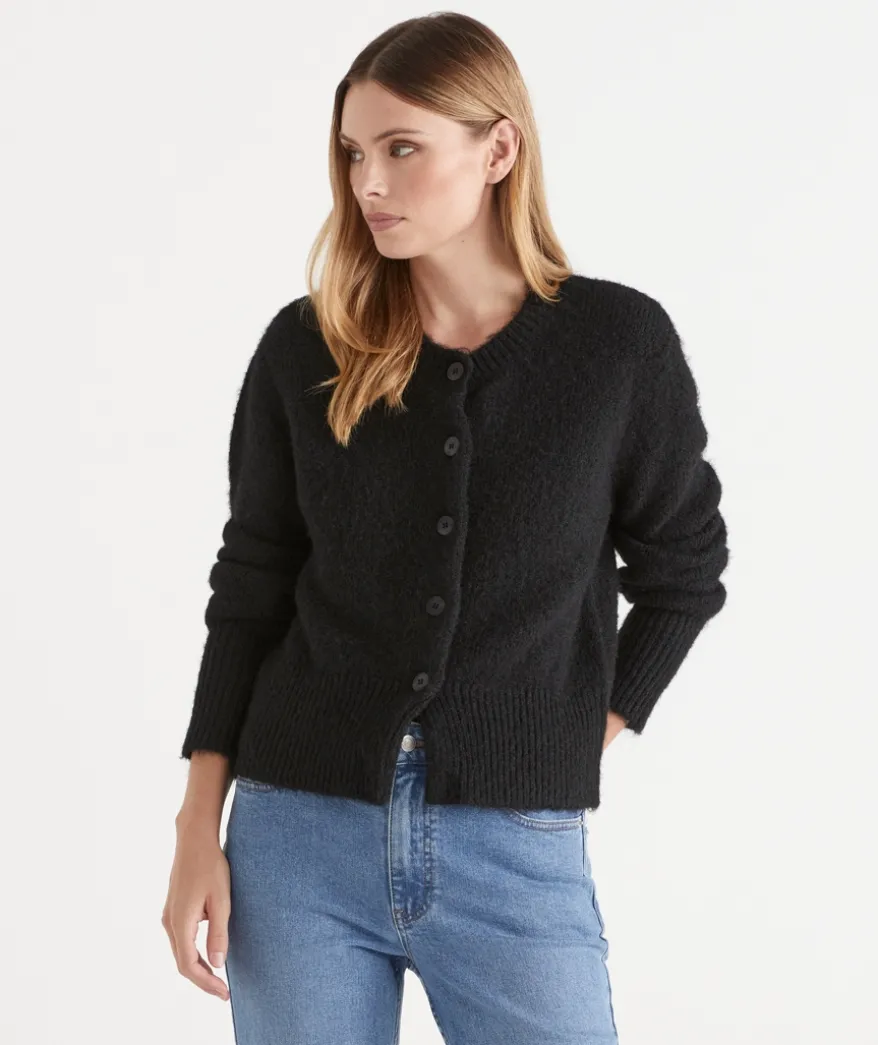 Fluffy Knit Crew Cardigan