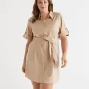 Gold Button Shirt Dress