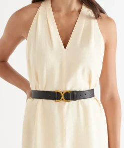 Gold Detail Buckle Leather Belt