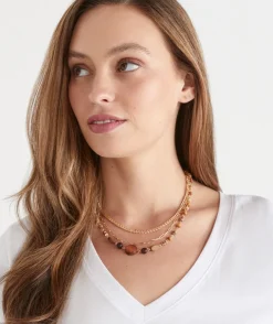 Gold Layered Wooden Beaded Necklace