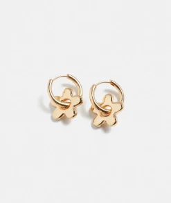 Gold Plated Flower Huggie Earring