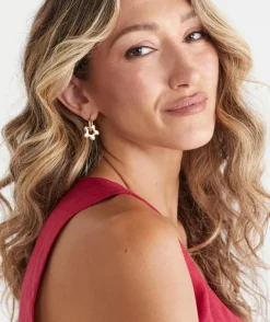 Gold Plated Flower Huggie Earring