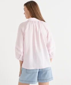 LINEN PLEAT DETAIL SHIRT