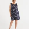 Linen Polka Dot Sleeveless Dress