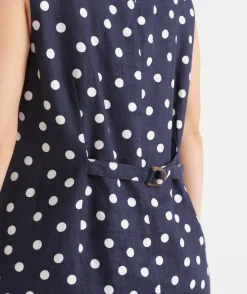 Linen Polka Dot Sleeveless Dress