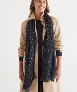 Midnight Foil Spot Plisse Scarf