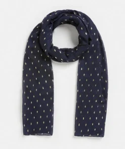 Midnight Foil Spot Plisse Scarf