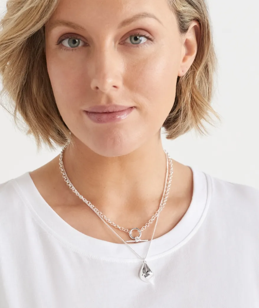 Multi Chain Layered Silver Necklace