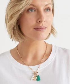 Multi Stone Gold Chain Necklace