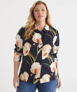 Orchid Floral Long Sleeve Jersey Shirt