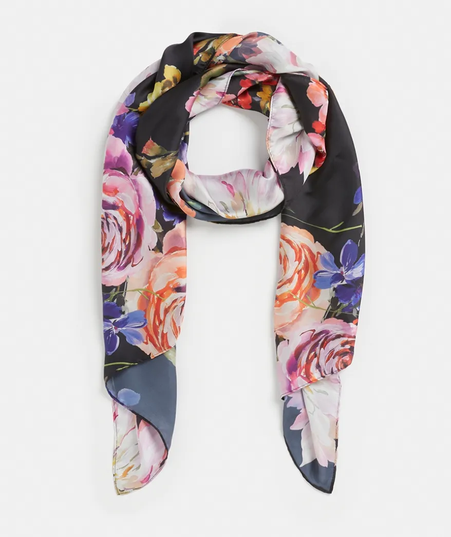 Painted Bloom Scarf - Black