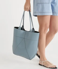 Panelled Tote Bag - Blue