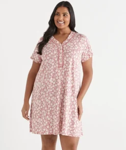 Petal Print Short Sleeve Nightie