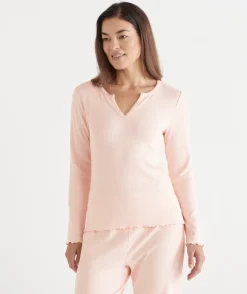 Pointelle Long Sleeve Pyjama Top
