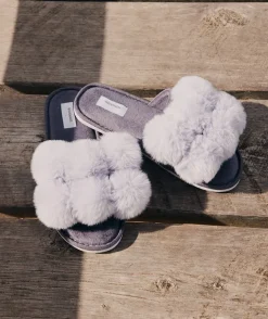 Pom Pom Slippers - Purple