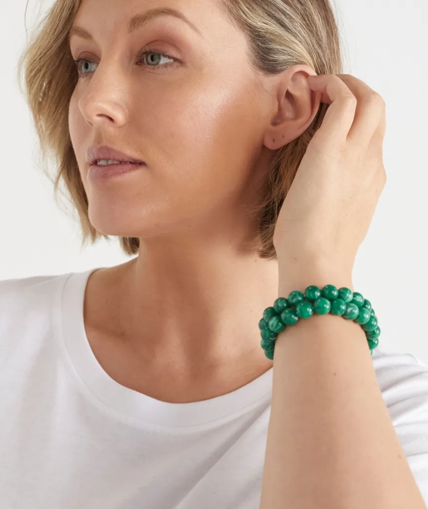 Resin Stretch Bracelet Set - Green