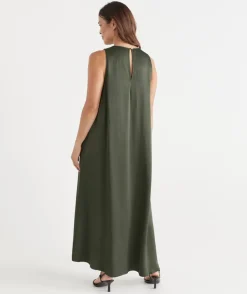 Satin Sleeveless Column Maxi Dress