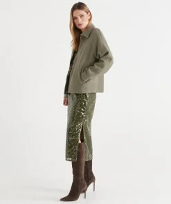 Sequin Column Midi Skirt