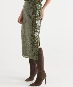 Sequin Column Midi Skirt