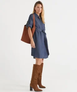 Short Sleeve Belted Shirt Dress